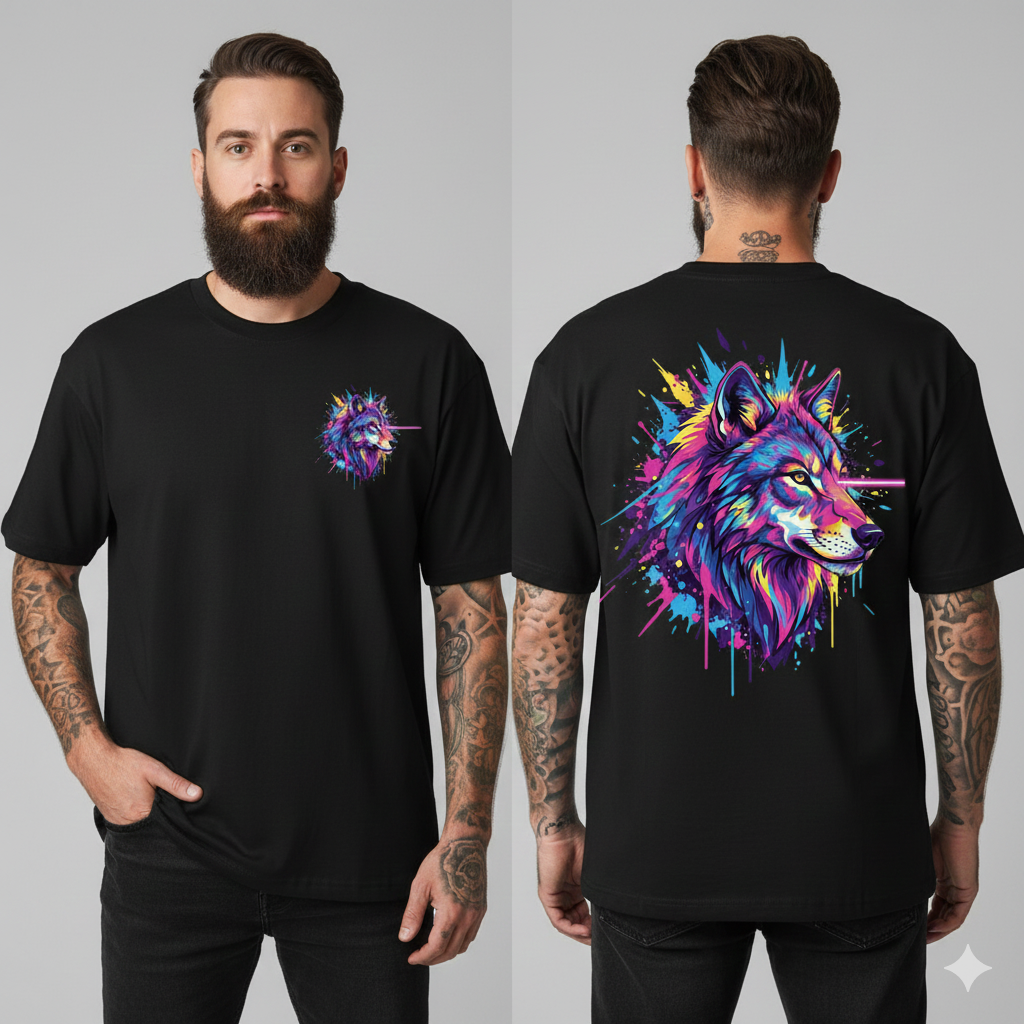 Unique18 casual oversized t-shirt WOLF